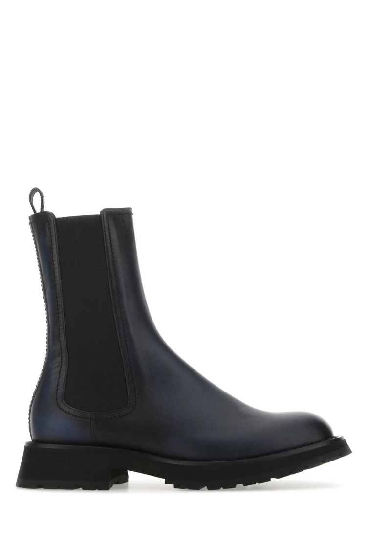 Alexander Mcqueen Ankle Boot Leather Black Anthracite In Grey