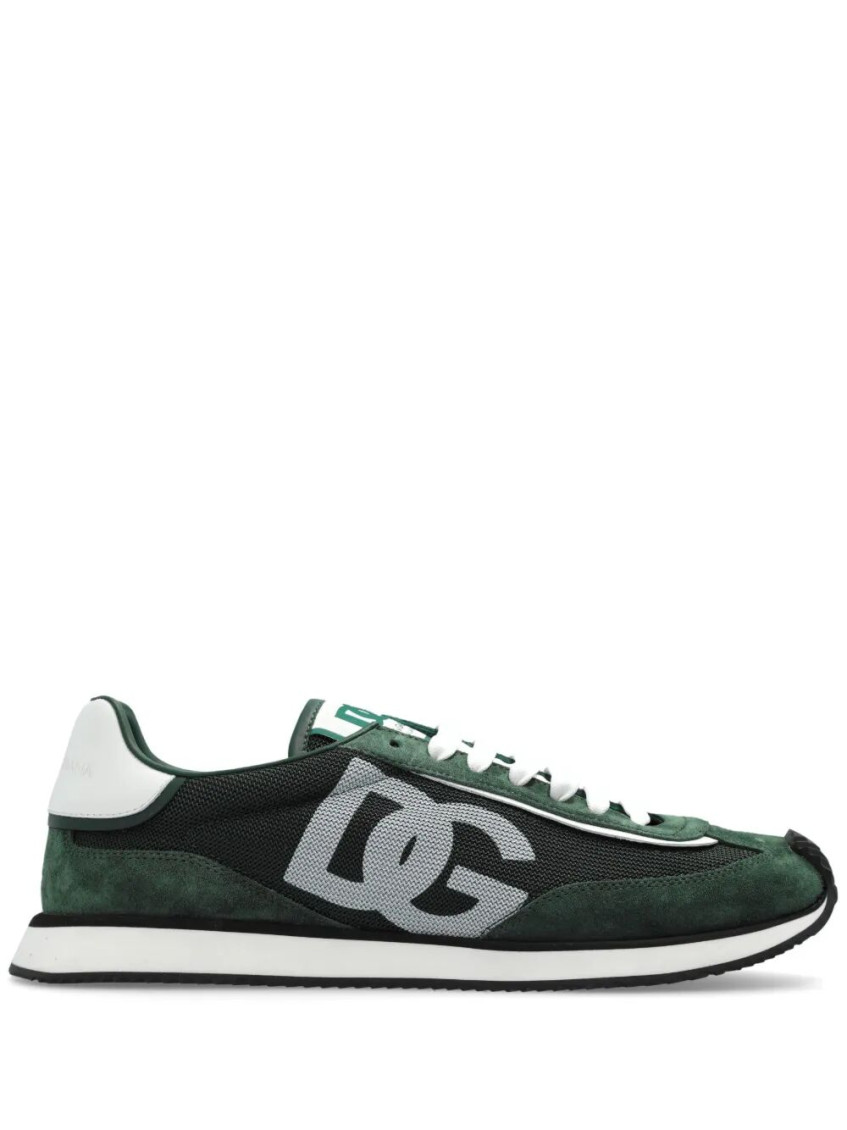 Dolce & Gabbana Multicolor Suede And Mesh Dg Aria Sneakers In Green