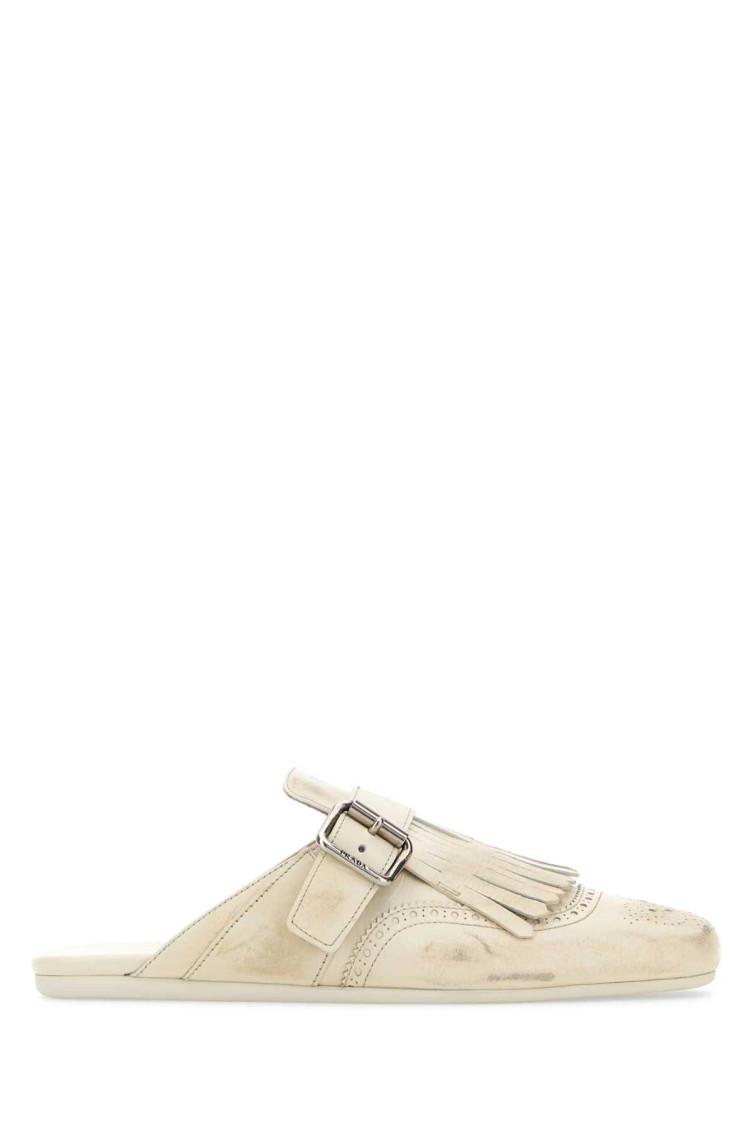 Prada Slippers Shuffle In Pelle Avorio Donna