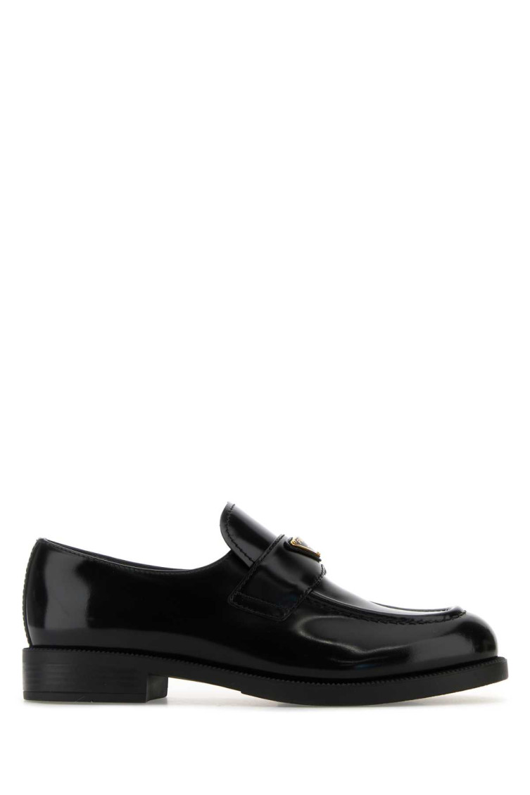 Prada Brushed Leather Loafers In Black