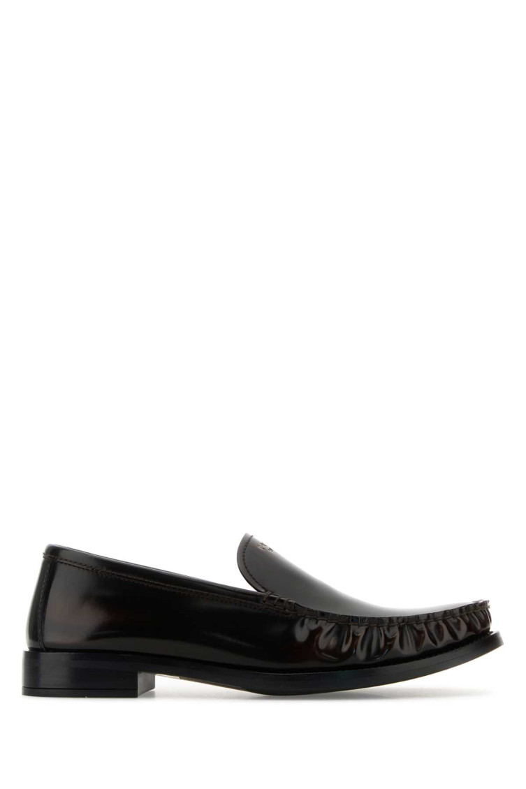 Prada Patent Finish Loafers With Logo Plaque In Black