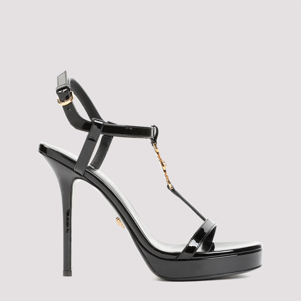 Versace Black Patent Leather Medusa 95 Sandals