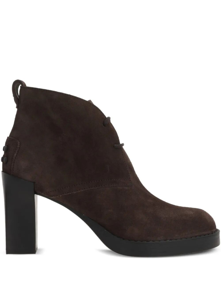 Tod's Lace-up Suede Ankle Boots Shoes In Brown