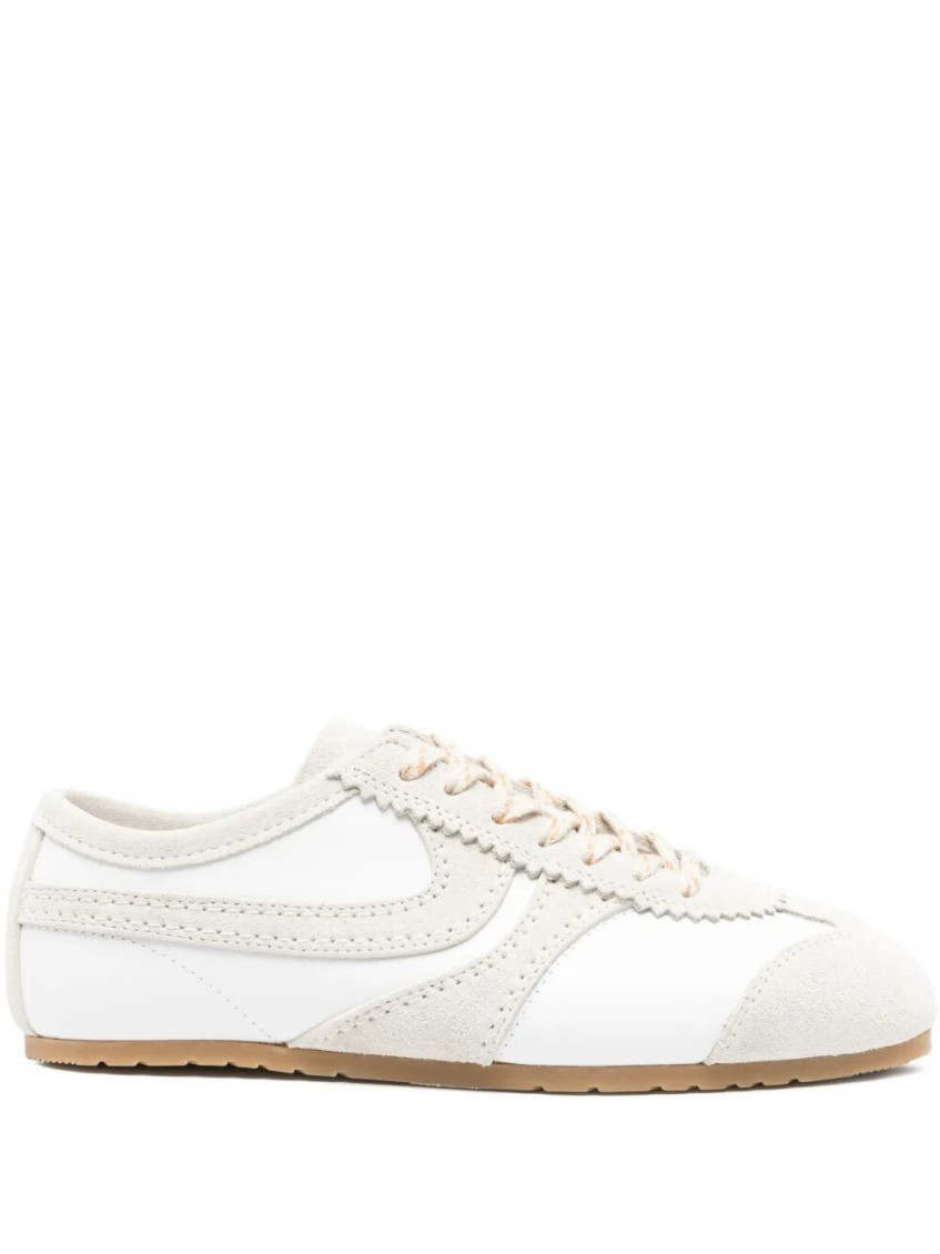Dries Van Noten Leather Sneakers With Suede Inserts Shoes In White