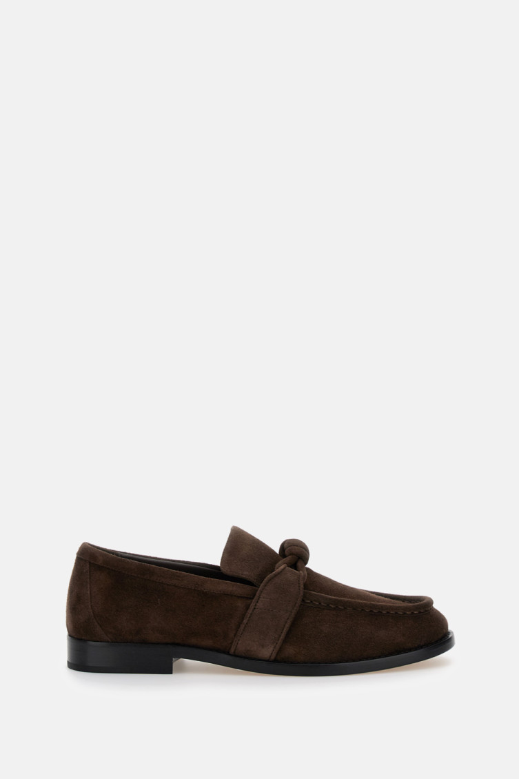 Bottega Veneta Mocassino Con Nappina In Suede Co 796696v3qe1 2113 In Brown