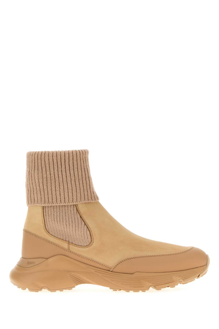 Tod's Beige Slip-on Boots With Elasticated Panels In Brown