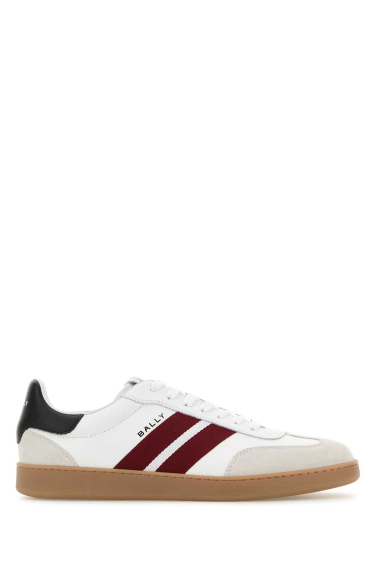 Bally Retro Crest Leather Striped Sneakers In White