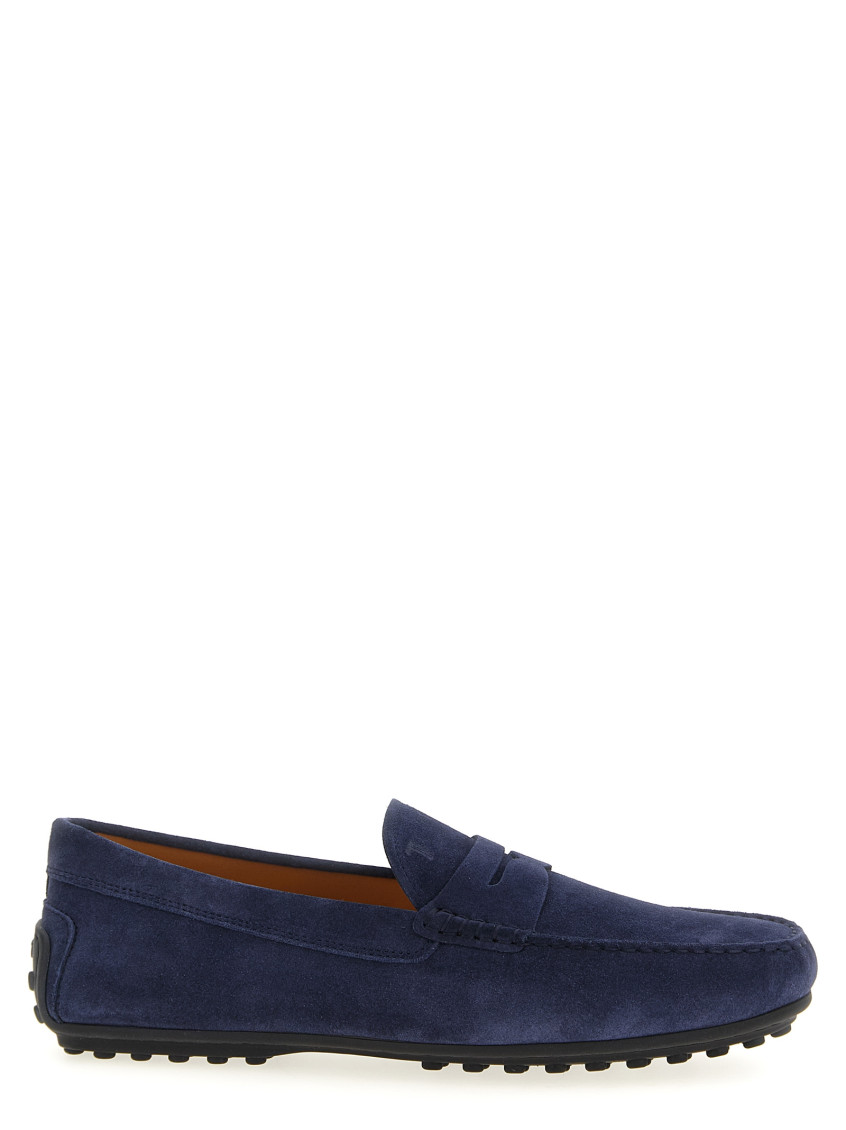 Tod's Suede Leather Gommino Driver Loafers Tods In Blue