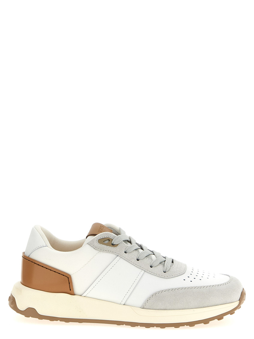 Tod's Low-top Suede And Leather Sneakers In White