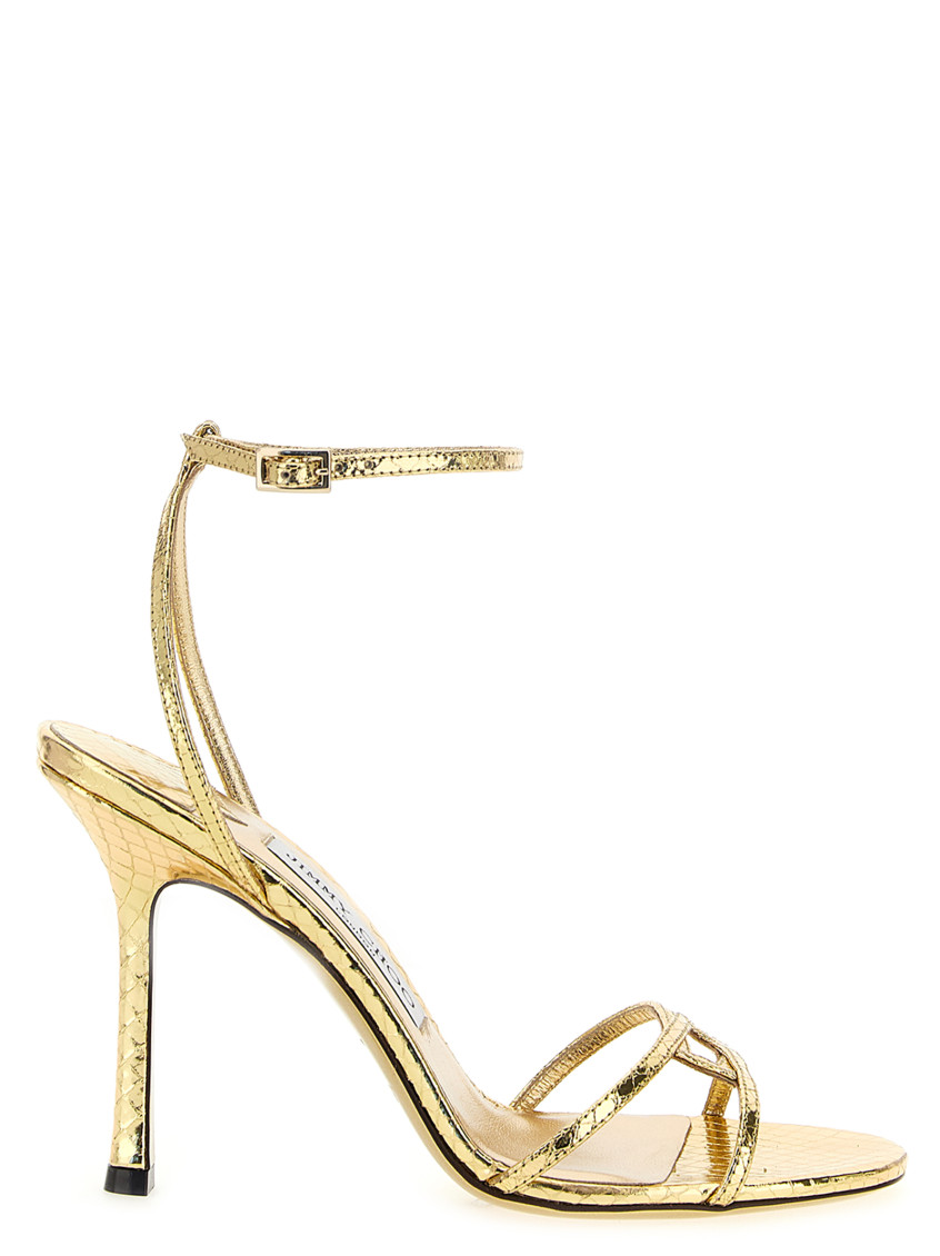 Jimmy Choo 1998 Leo 100 Gold Leather Sandals In Gold