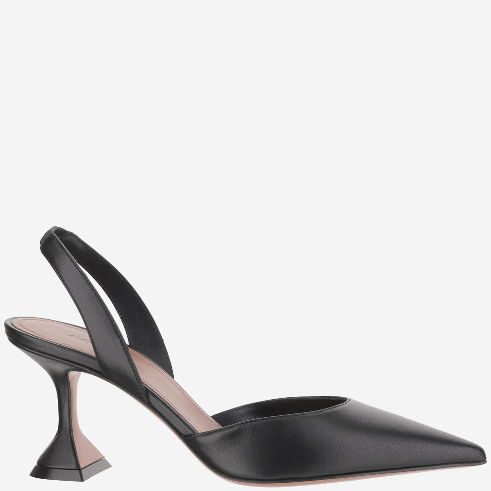 Amina Muaddi Holli Leather Slingbacks In Black