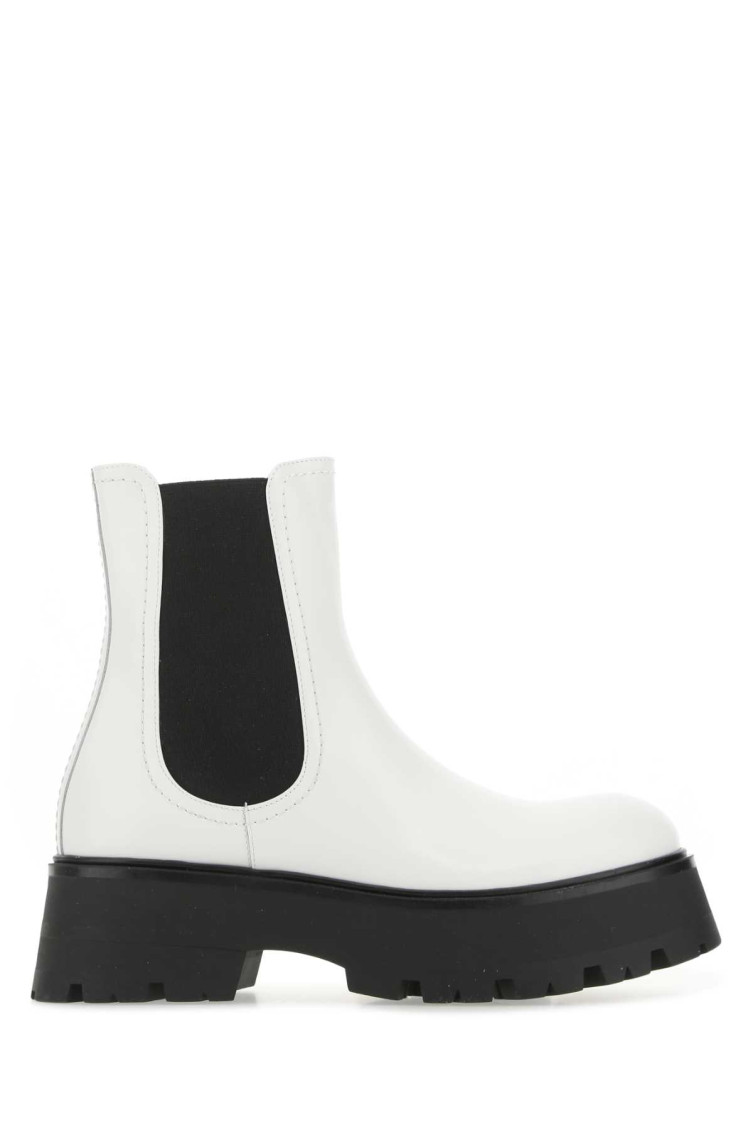 Alexander Mcqueen Multicolor Leather Boot In White
