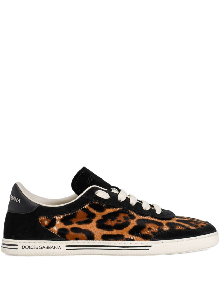 Dolce & Gabbana Leopard Print Lace Up Sneakers In Animal Print