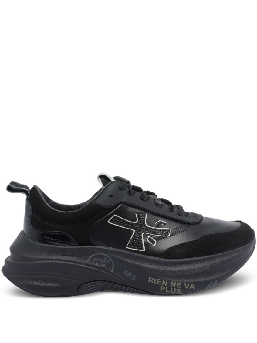 Premiata Sole Black Lace-up Sneakers With Distinctive Logo In Black