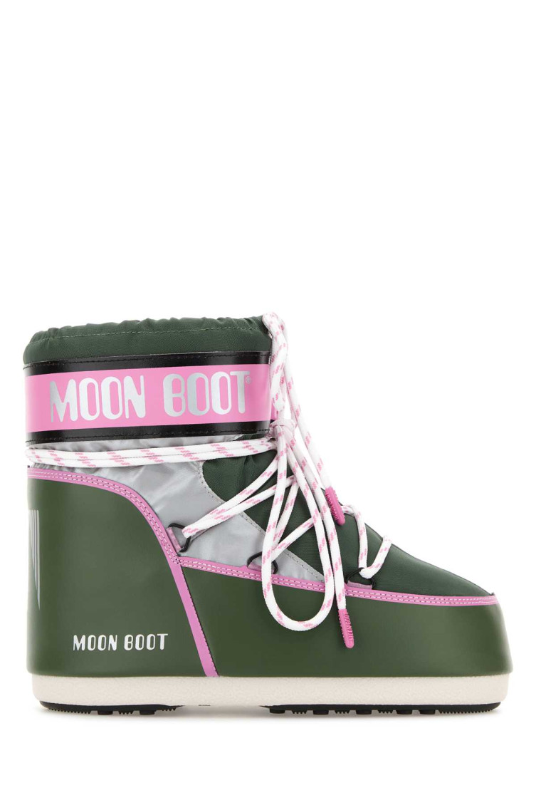 Moon Boot Mb Icon Low Glitter Woman Ankle Boots Pink Size 8-9.5 Plastic In Green