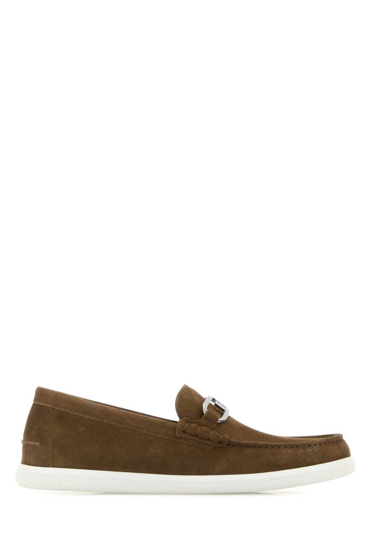 Shop Fendi Brown Slip On Loafers