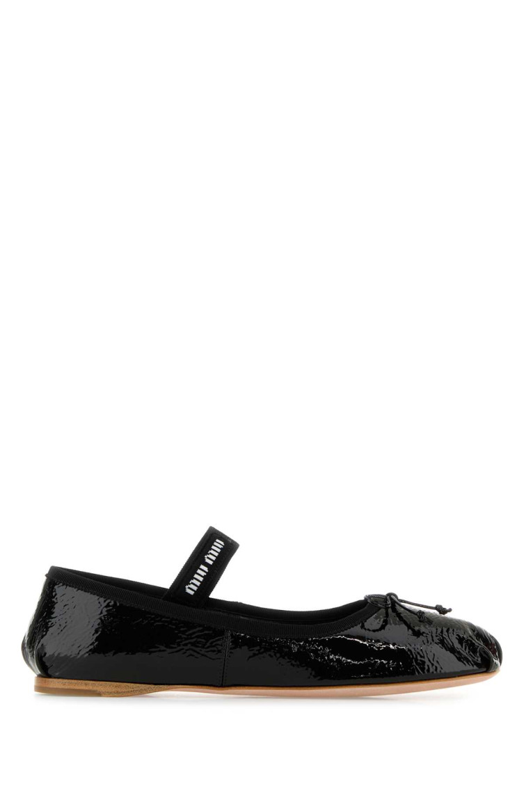 Miu Miu Black Leather Ballet Flats for Women Online USA at