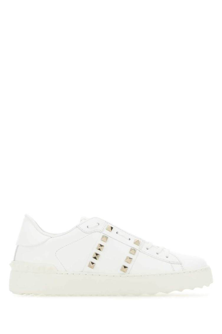 Valentino White Rockstud Untitled Sneakers In White