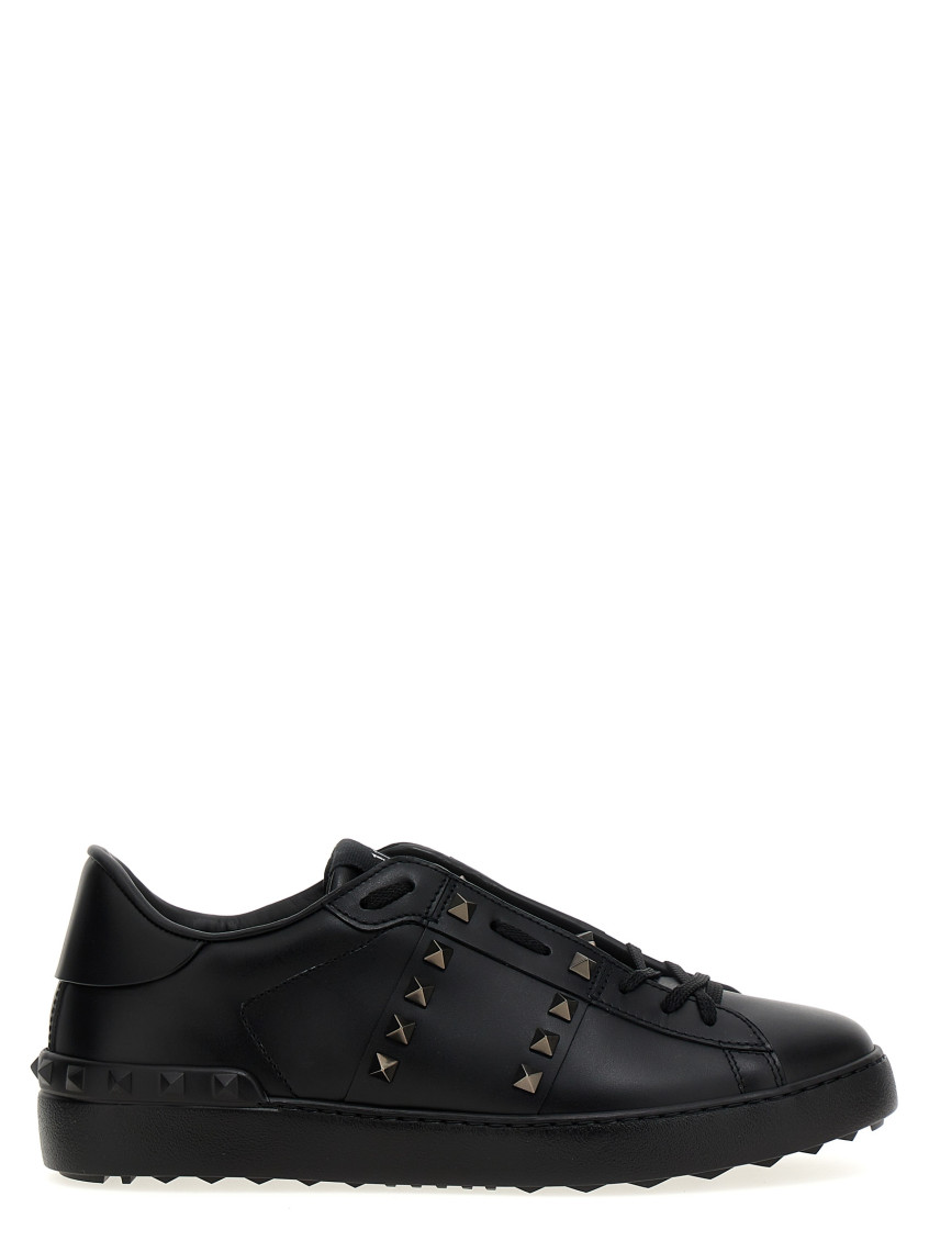 Valentino Rockstud Untitled Studded Leather Sneakers In Black
