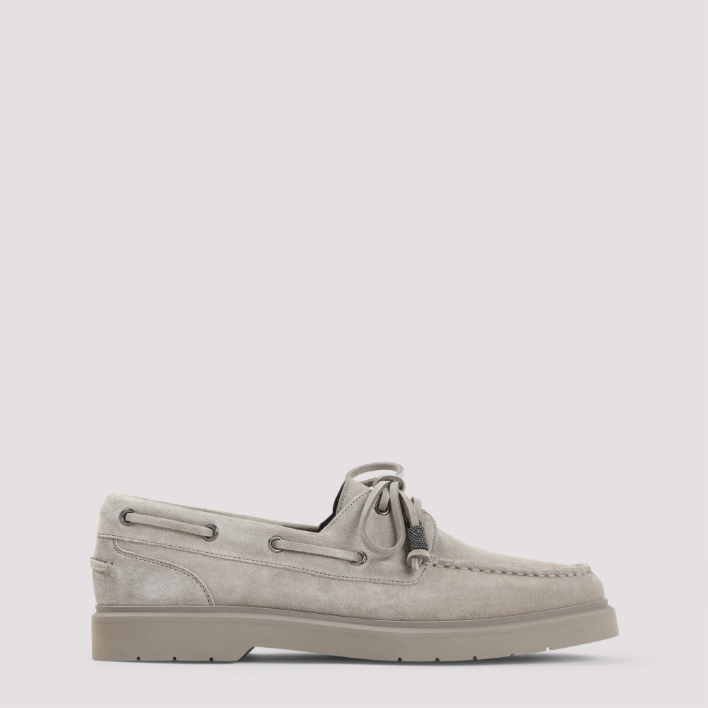 Brunello Cucinelli Grey Lace Up Loafers In Grey