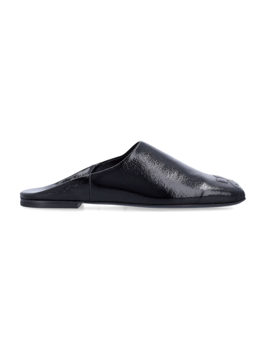 Shop Courrèges Black Leather Mules