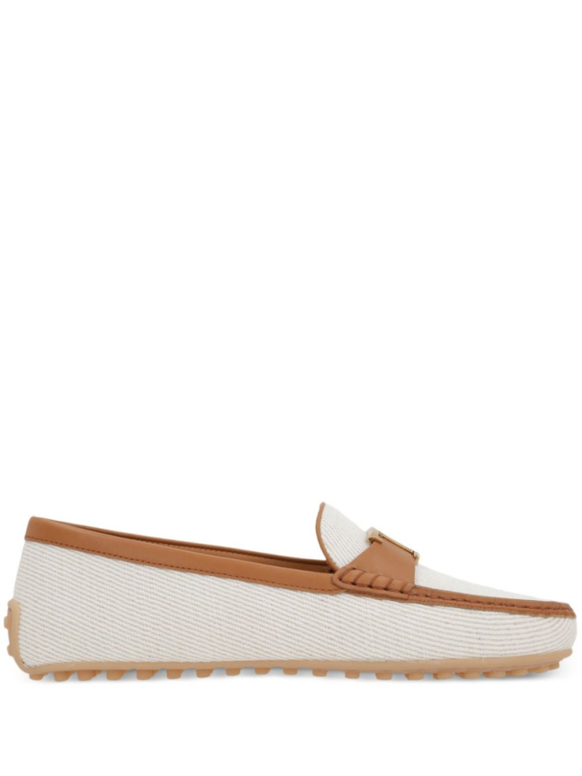 Tod's City Gommino Canvas Loafers In White
