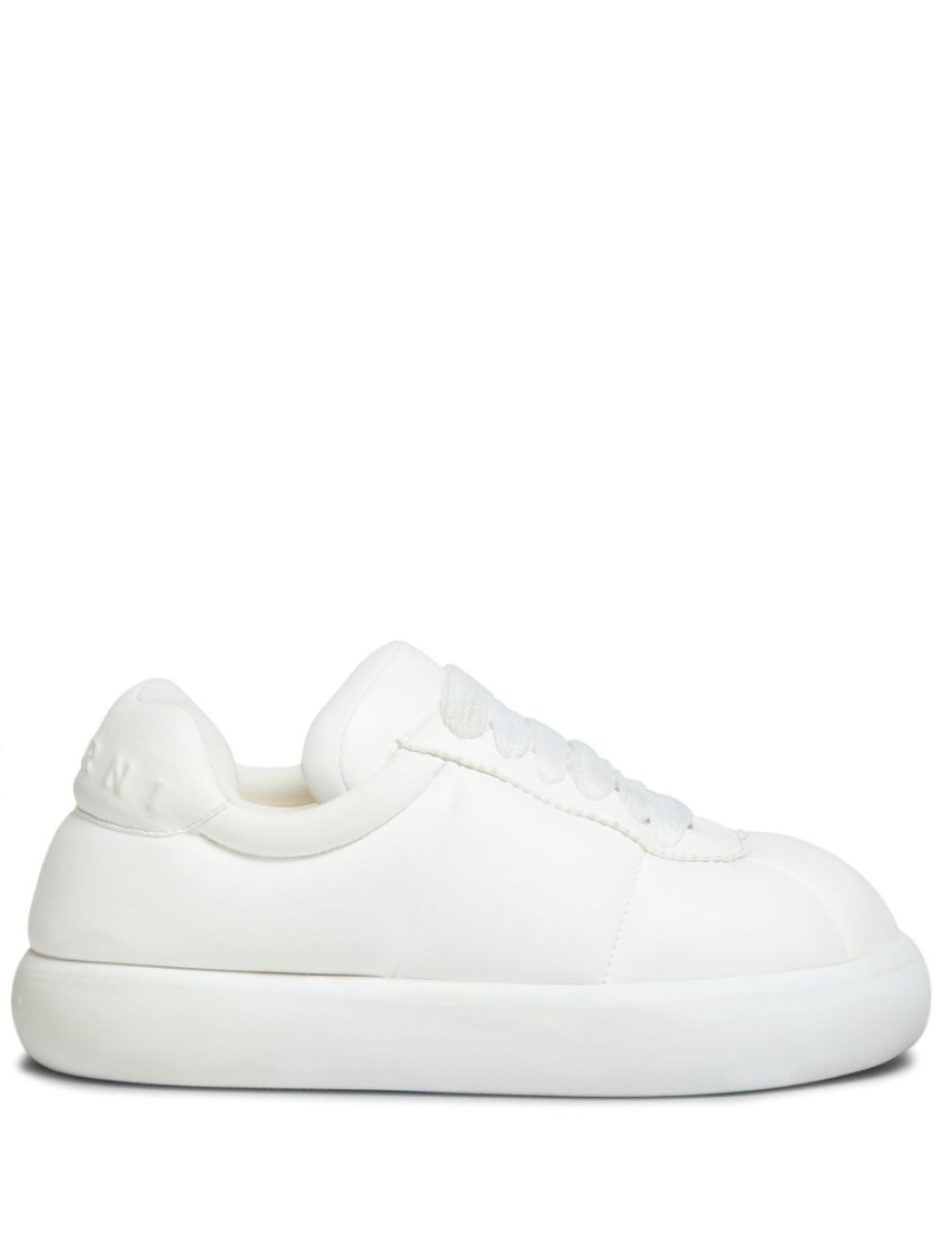Shop Marni White Leather Sneakers