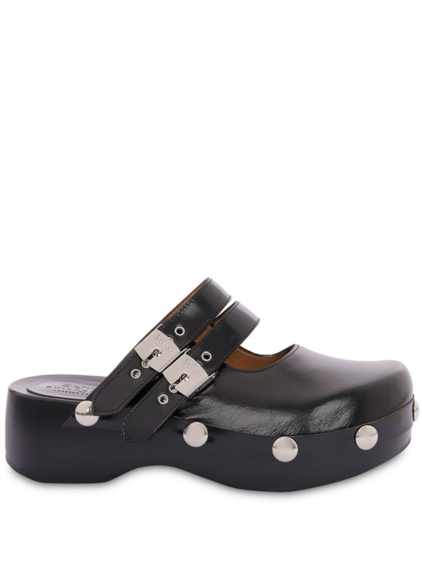 Philosophy Di Lorenzo Serafini Black Leather Mules With Buckles In Black