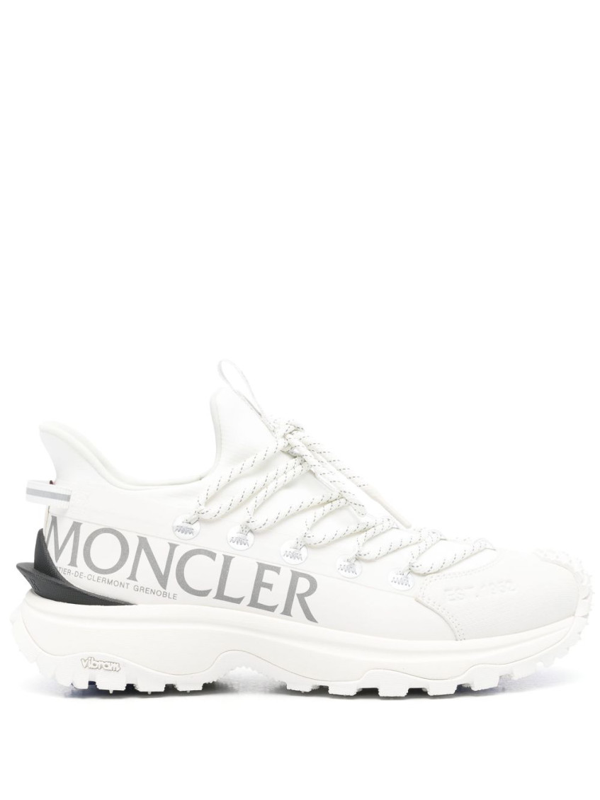 Moncler Ivory Sneakers With Prominent Logo In White