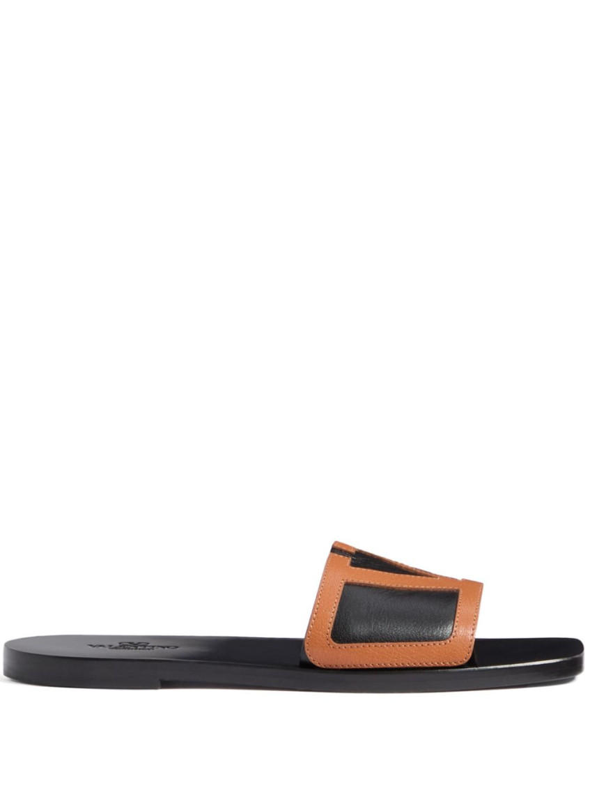 Valentino Black Logo Slides In Black