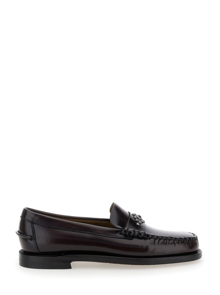 Sebago 'dan' Bordeaux Loafers With Stud Embellishment On The Front In Patent Leather Woman In Red