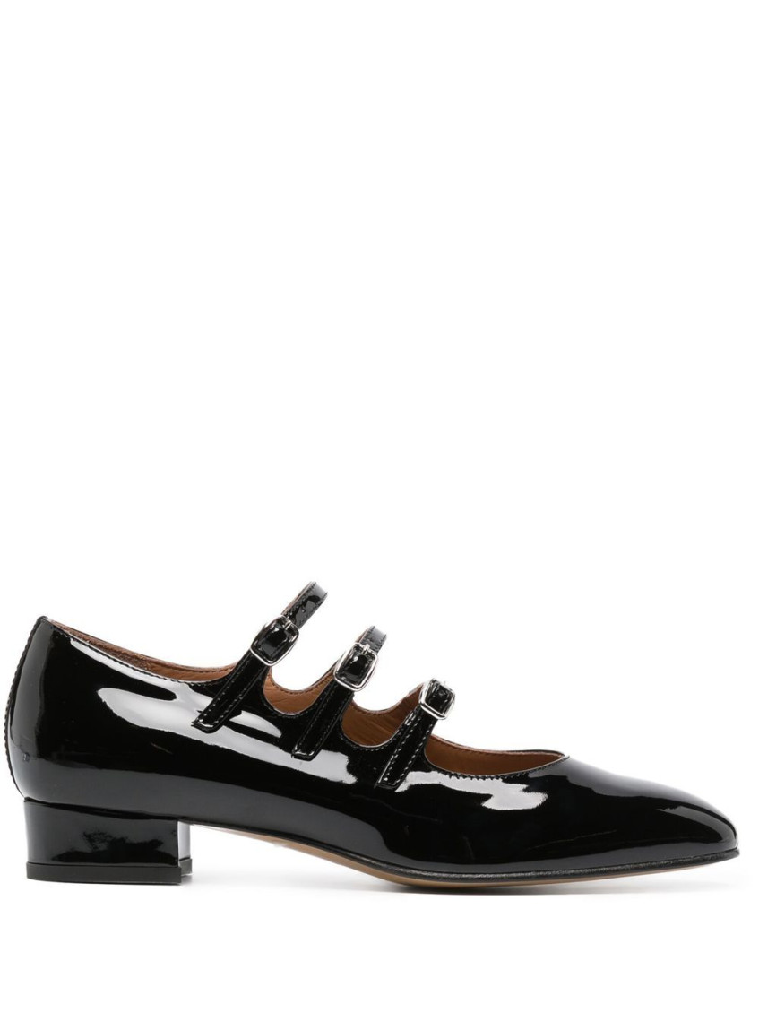 Shop Carel Paris Red Ariana Lather Ballet Flats In Black