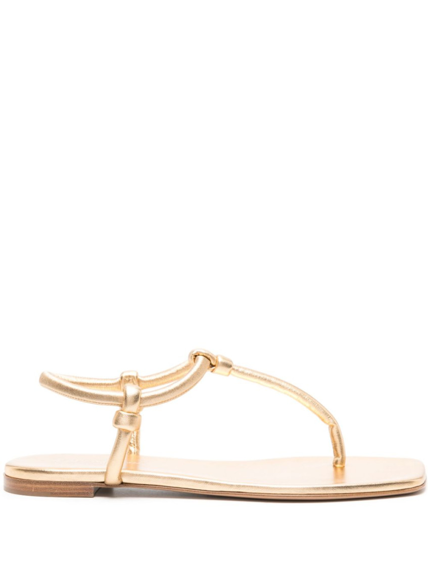 Gianvito Rossi Women Juno Leather Thong Sandals In Gold
