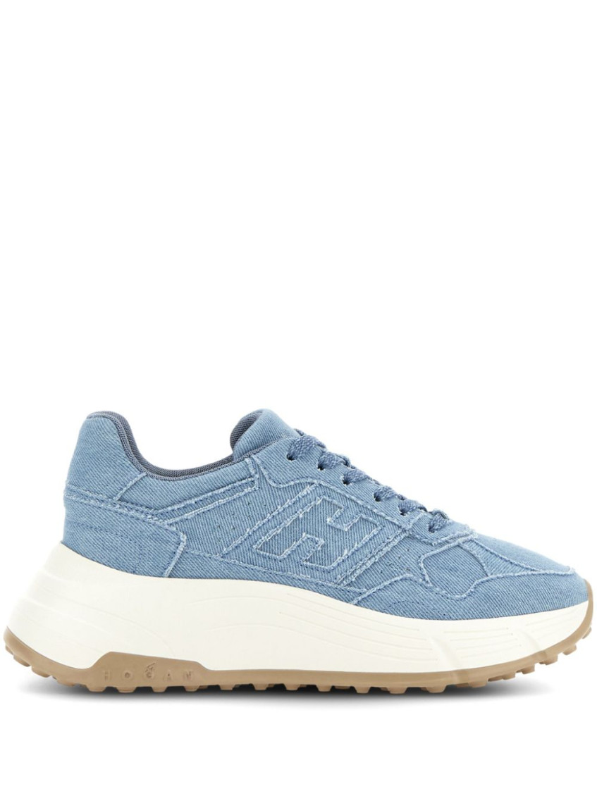 Shop Hogan Blue Lace Up Sneakers