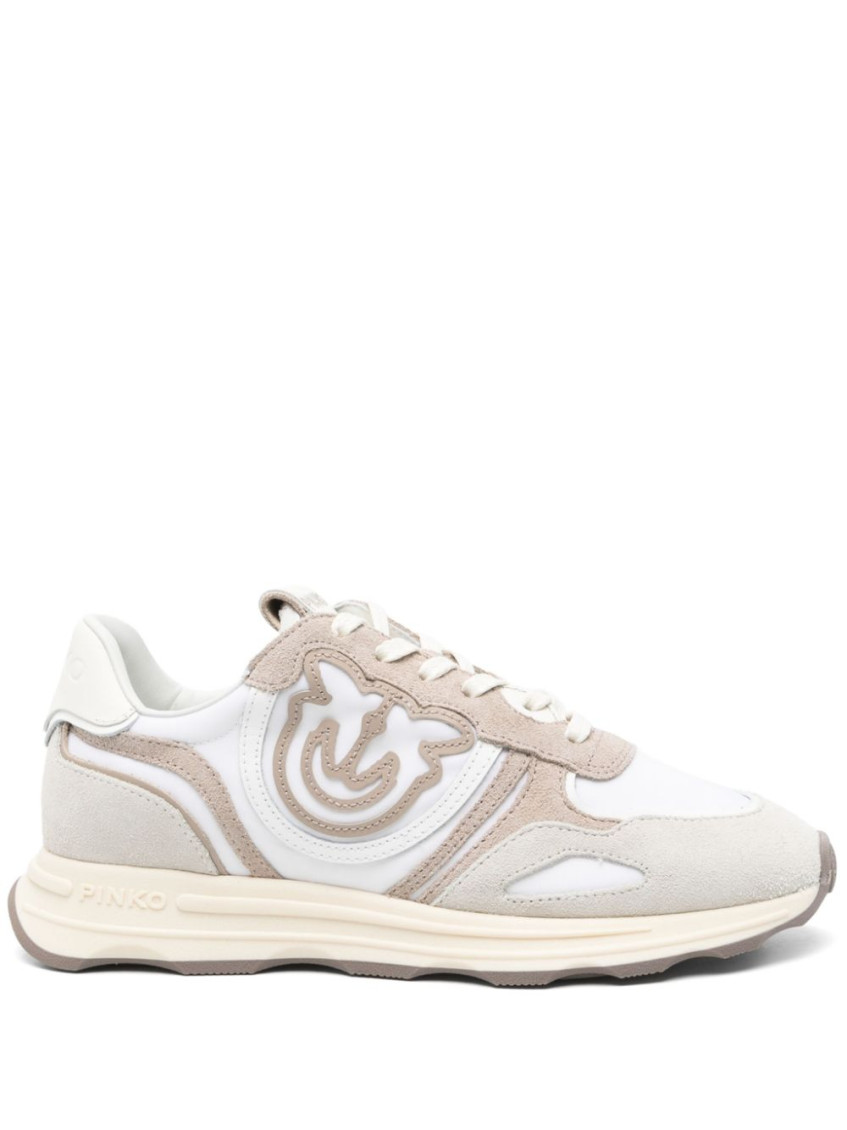 Shop Pinko Beige Lace Up Sneakers