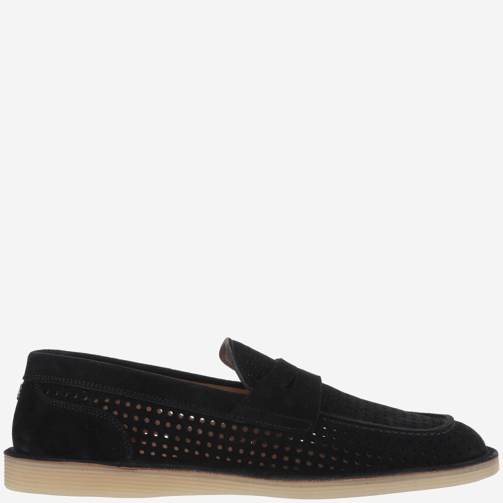 Dolce & Gabbana 'florio' Black Loafers With Logo Detail On The Rear And Penny Slot In Black