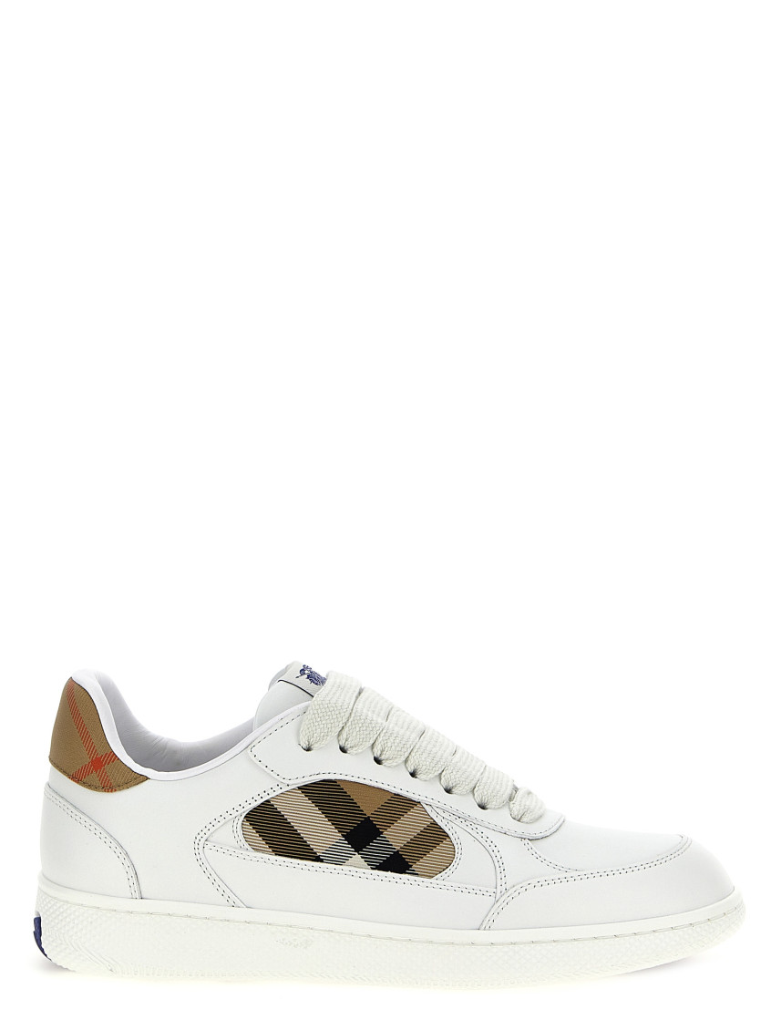 Burberry White Leather Sneaker Terrace And Check In White