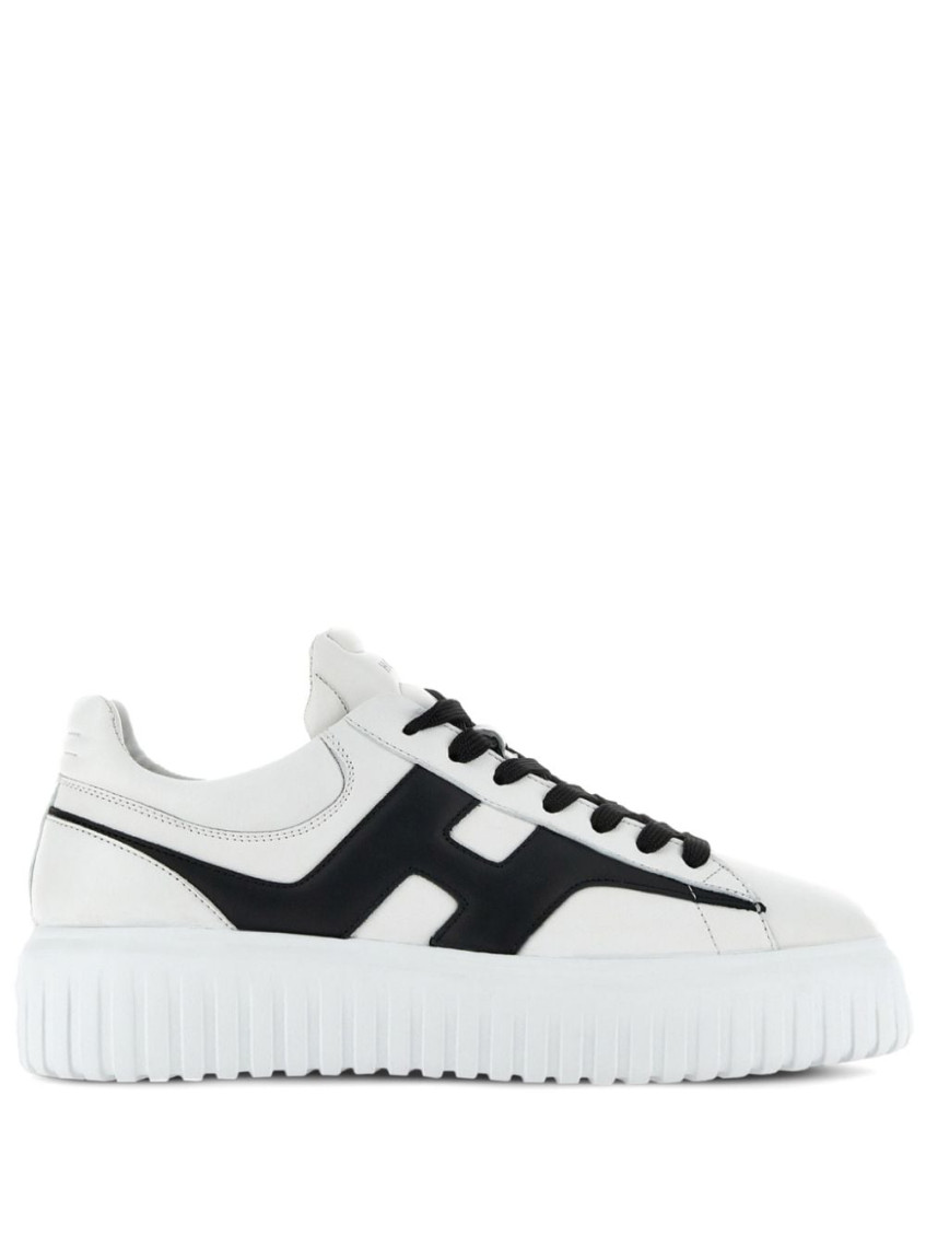 Hogan H-stripes Low-top Sneakers With Smooth Leather Upper In White