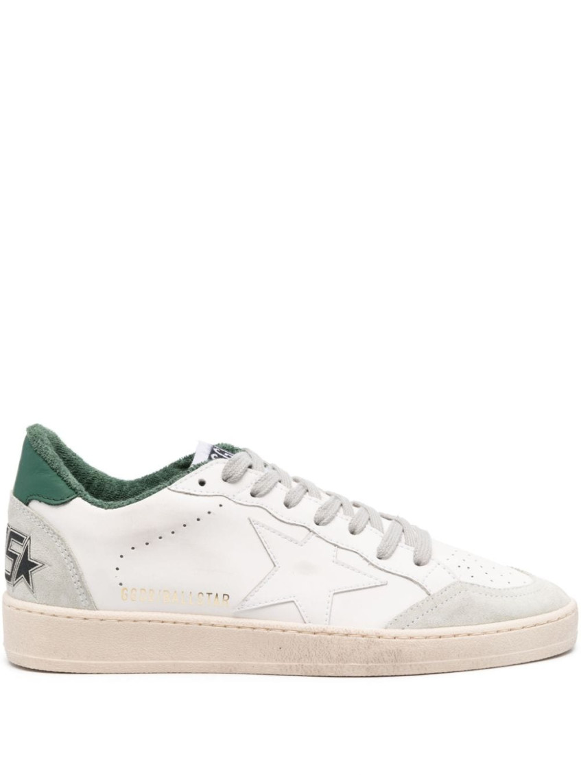 Golden Goose White Cow Leather Vamp Sneakers With Unique Used And Dirty Effect In White