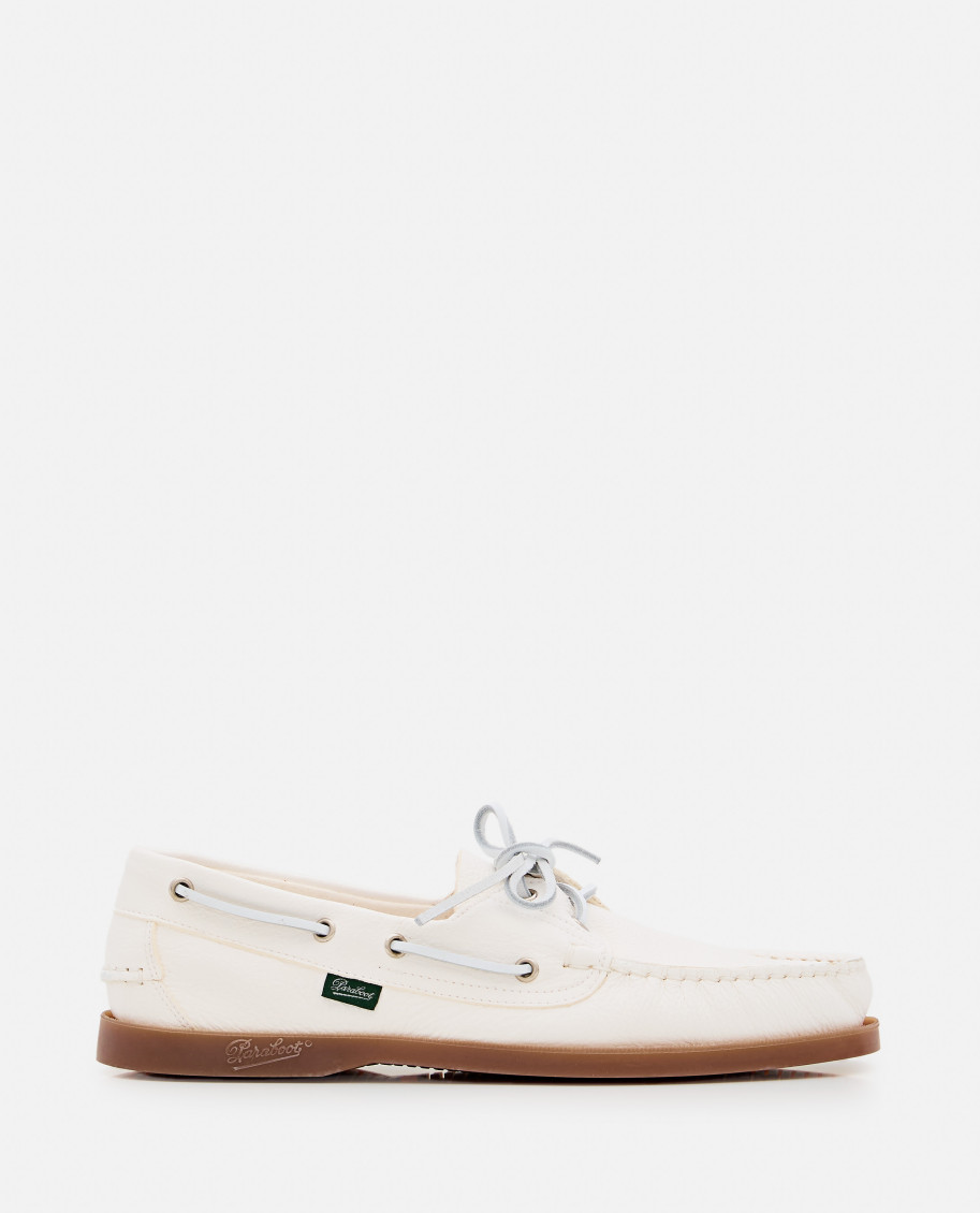 Paraboot Barth White Leather Loafers With Durable Rubber Sole In White