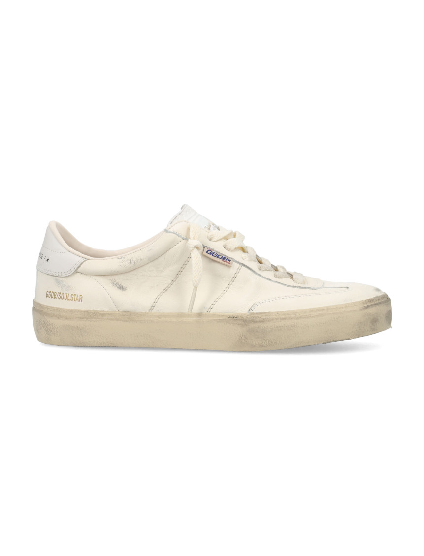 Golden Goose Soul Star Leather Low-top Sneakers With Used Effect In Natural