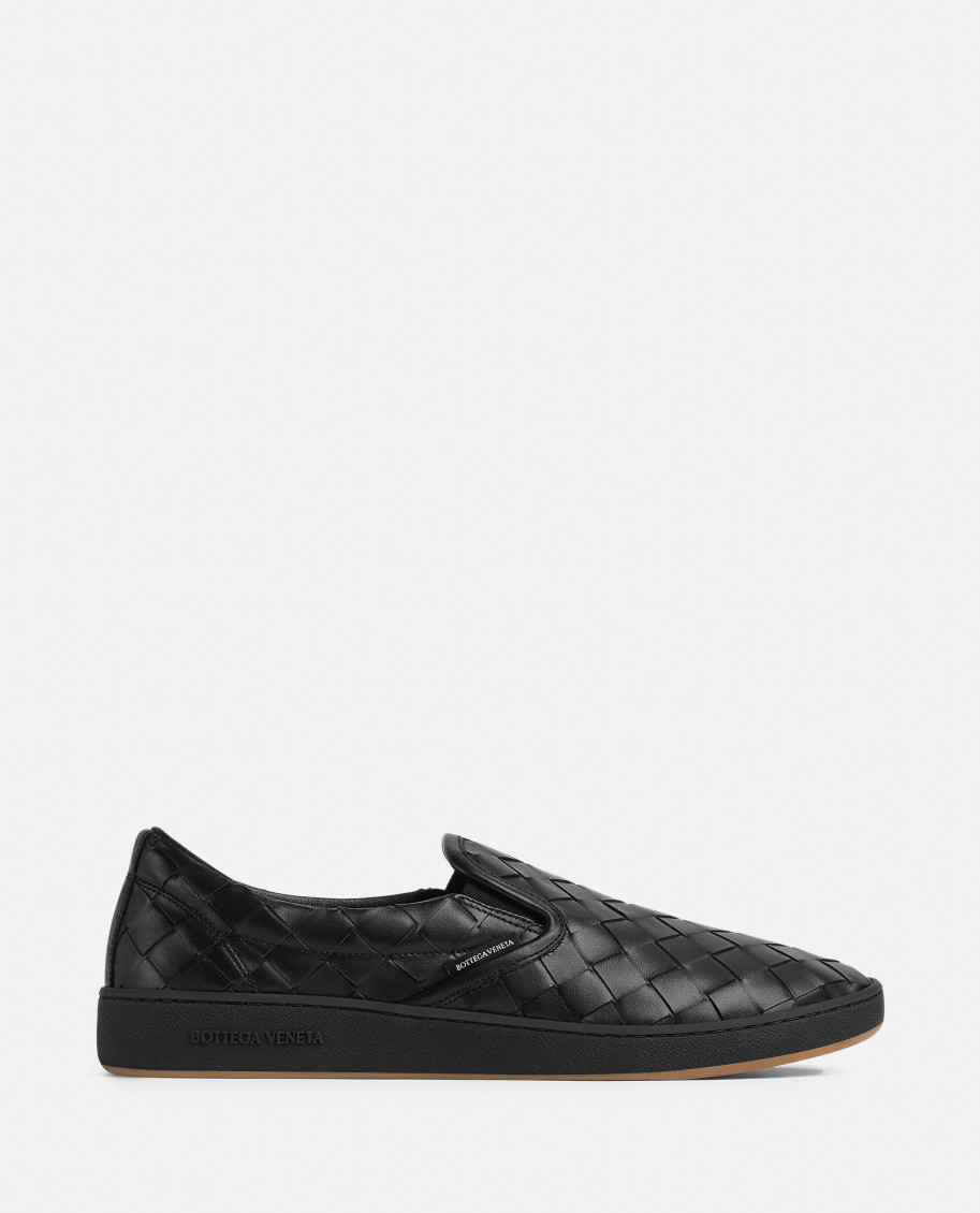 Shop Bottega Veneta Black Slip On Sneakers