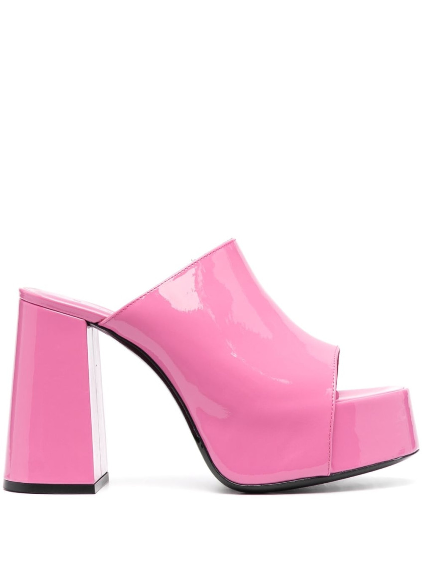 By Far Pink Brad Patent Leather Heels In Fuchsia
