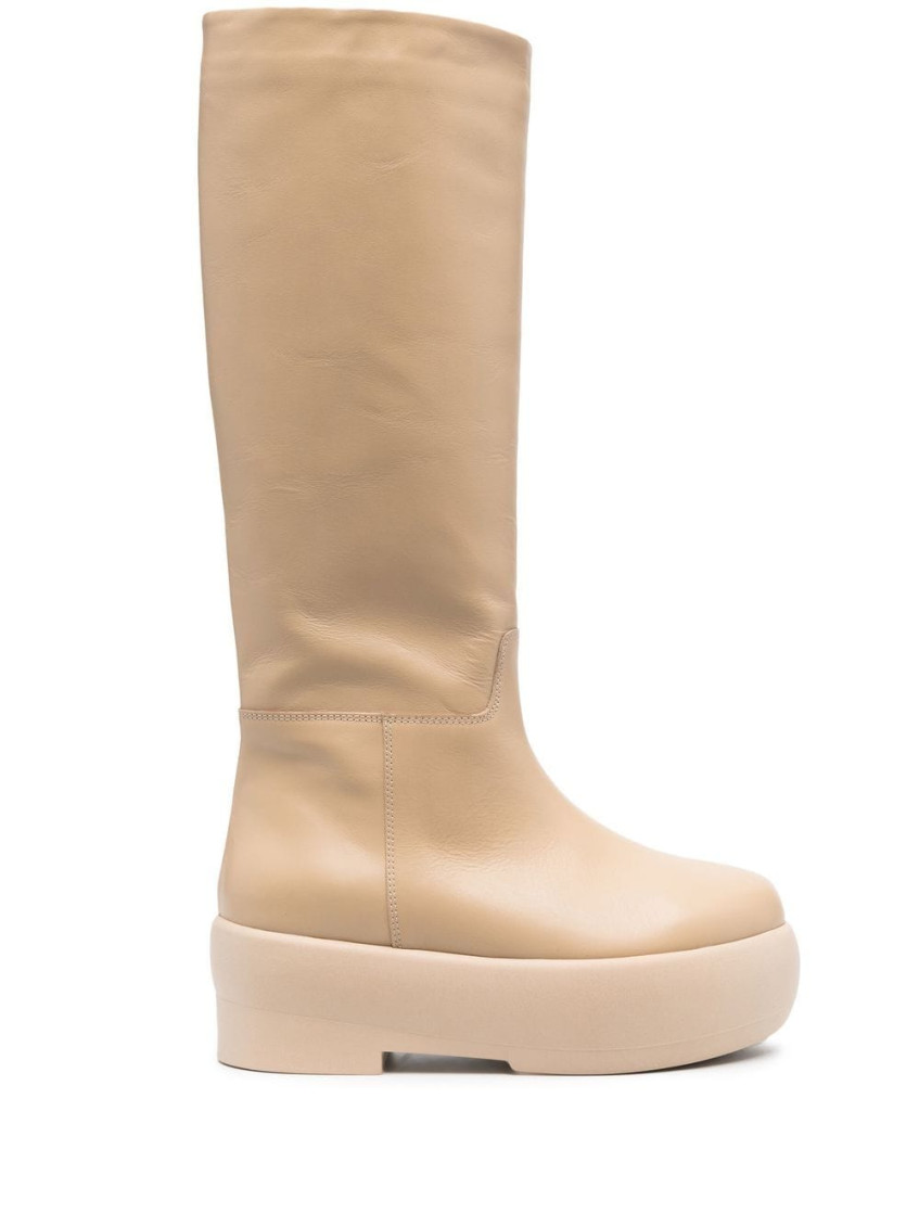 Gia Borghini Chunky Sole Tubolar Boot Shoes In Beige