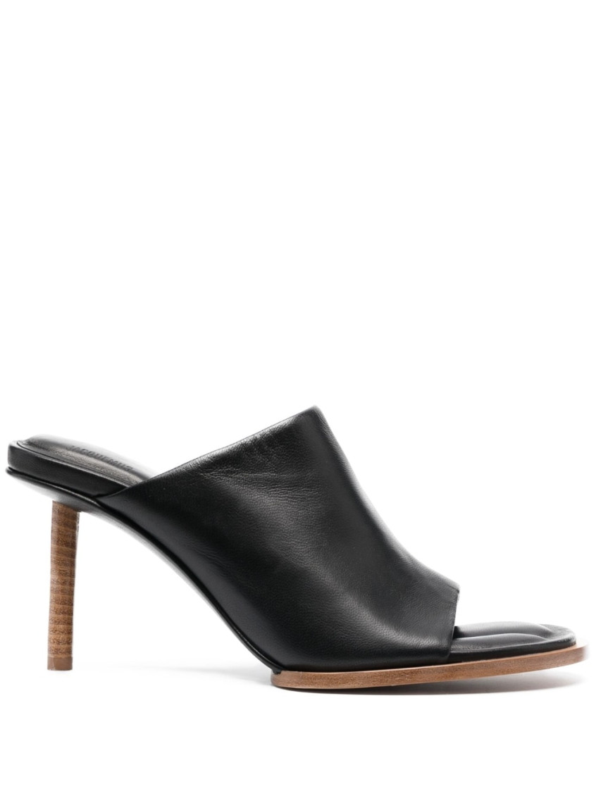 Jacquemus Asymmetrical Geometric Mules In Black