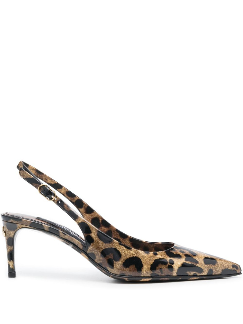 Dolce & Gabbana Luxurious Leopard Printed Slingback Pumps For Women In Brown