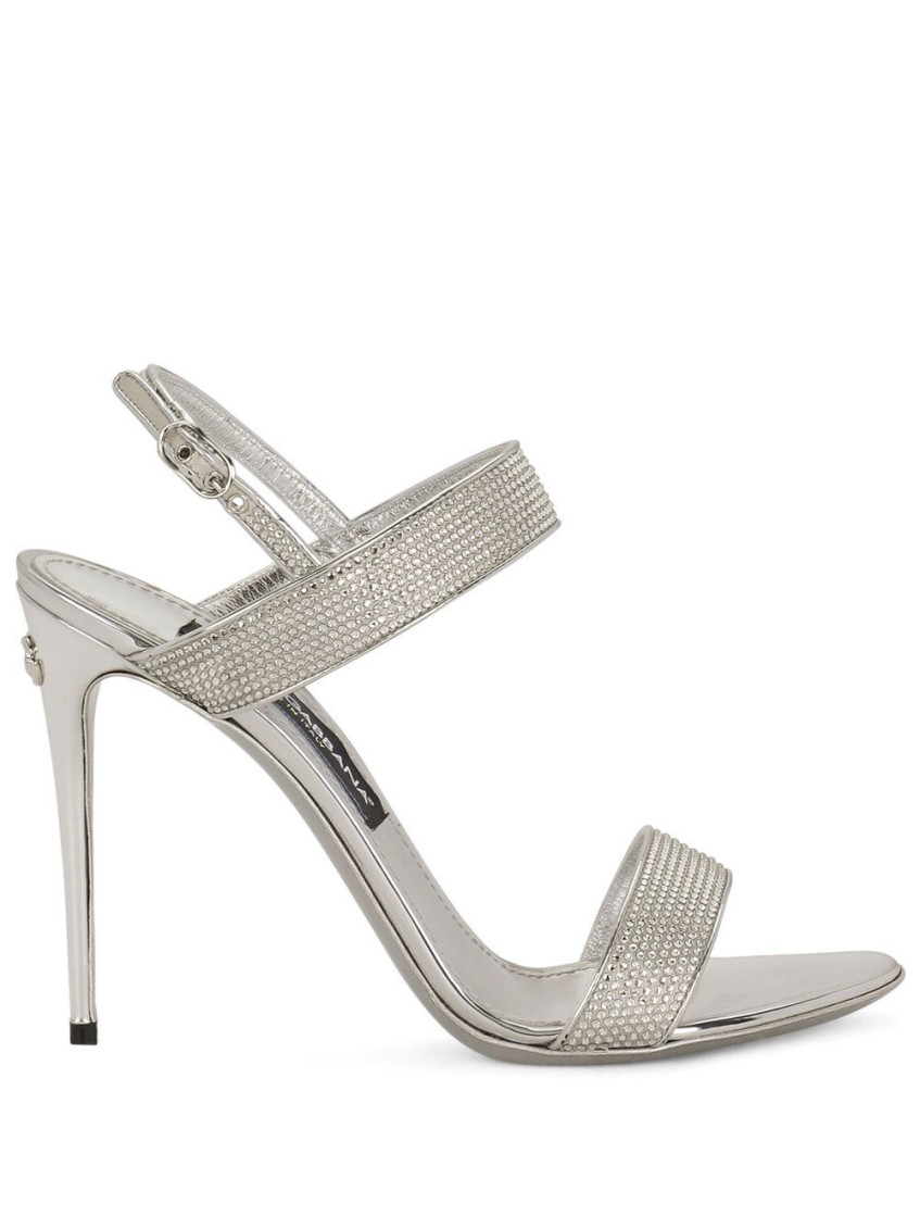 Dolce & Gabbana Embellished Satin Keira Mini Sandals With 10.5 Cm Heel Height In Silver
