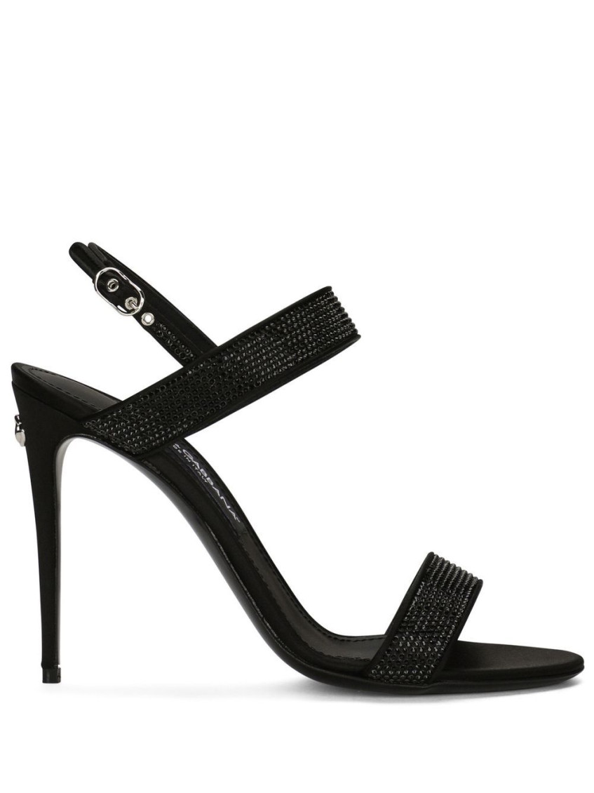 Dolce & Gabbana Satin Heel Sandals In Black