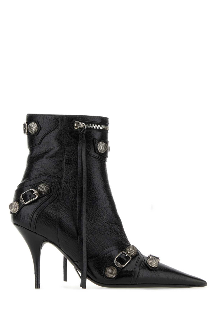 Balenciaga Cagole 50 Ankle Boots In Lamb Leather In Black