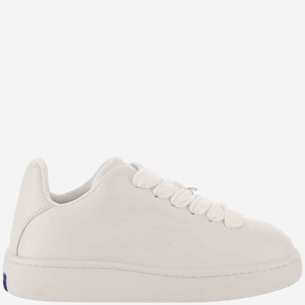 Shop Burberry White Round Toe Sneakers